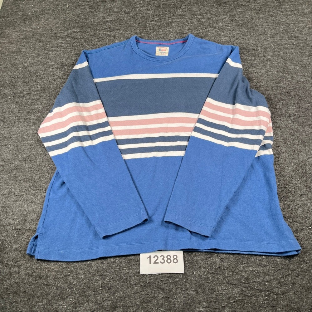Todd Snyder x Champion Mens Blue Striped Long Sleeve T-Shirt XL